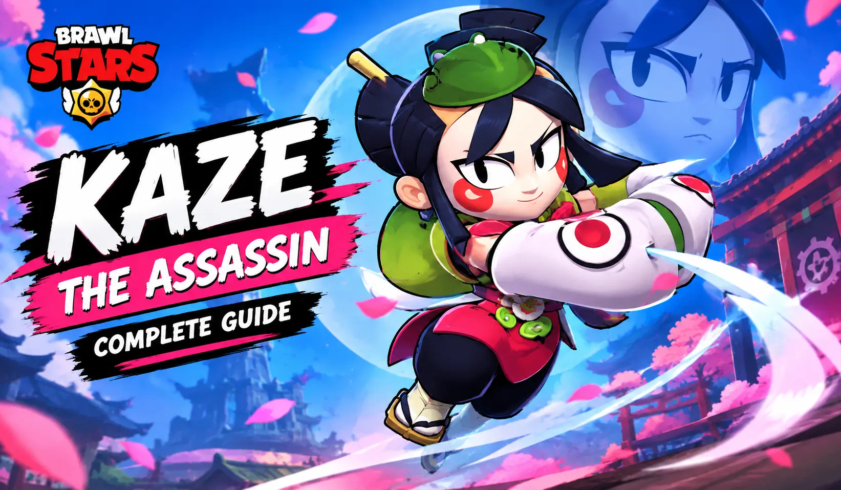 Kaze Brawl Stars Assassin character in a cherry blossom battle scene